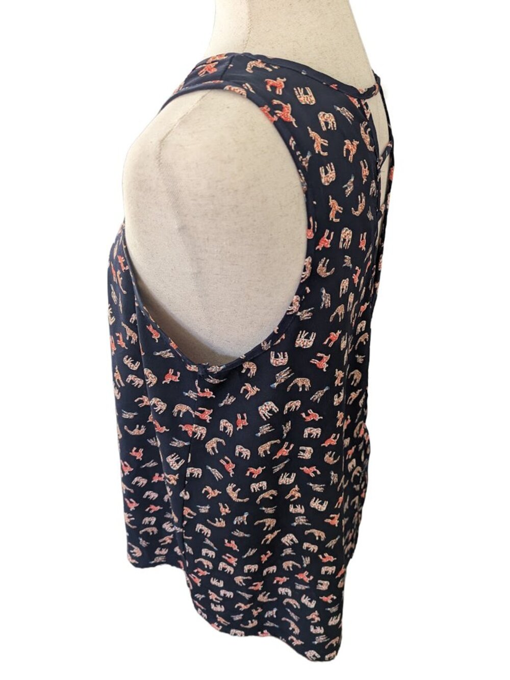 Kaileigh Animal Print Navy Blue Sleeveless Blouse - Picture 5 of 10